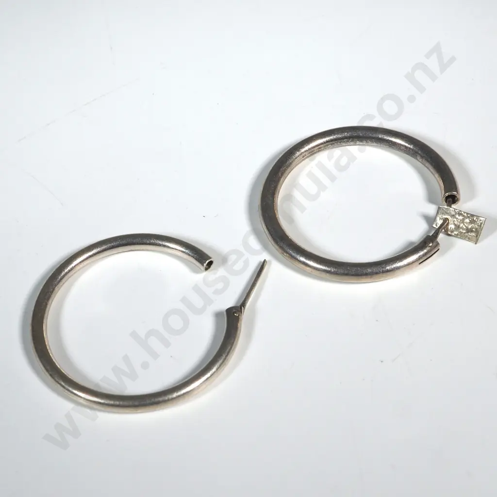 Pair Of  Sterling Silver  Hoop Earrings Image 1++