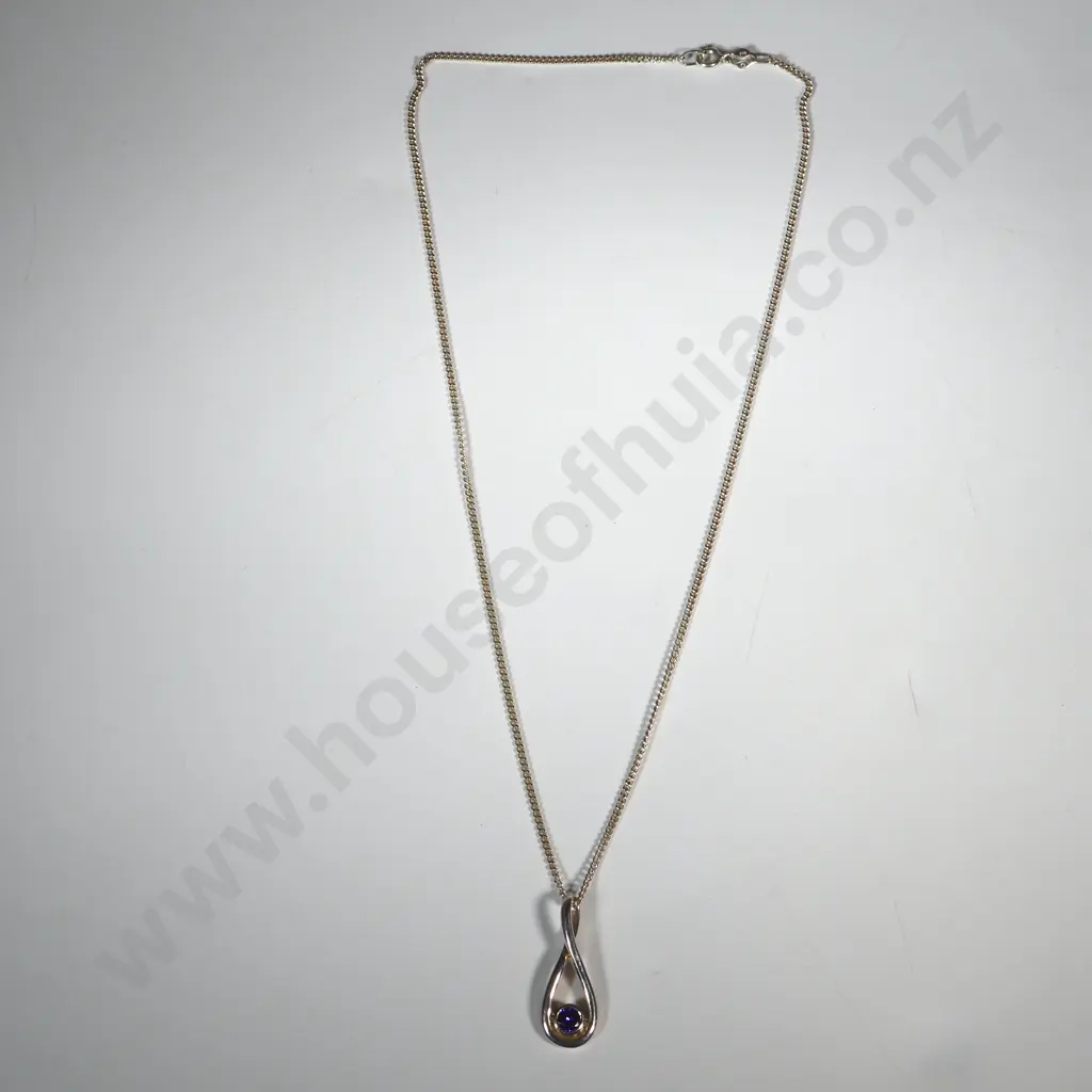 Sterling Silver Amethyst  Infinity Pendant On Chain Image 1++