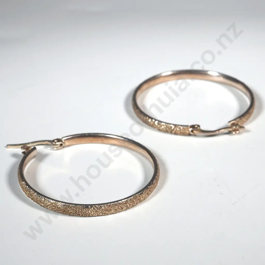 Pair Of  Textured Sterling Silver Hoop  Earrings Image 1++