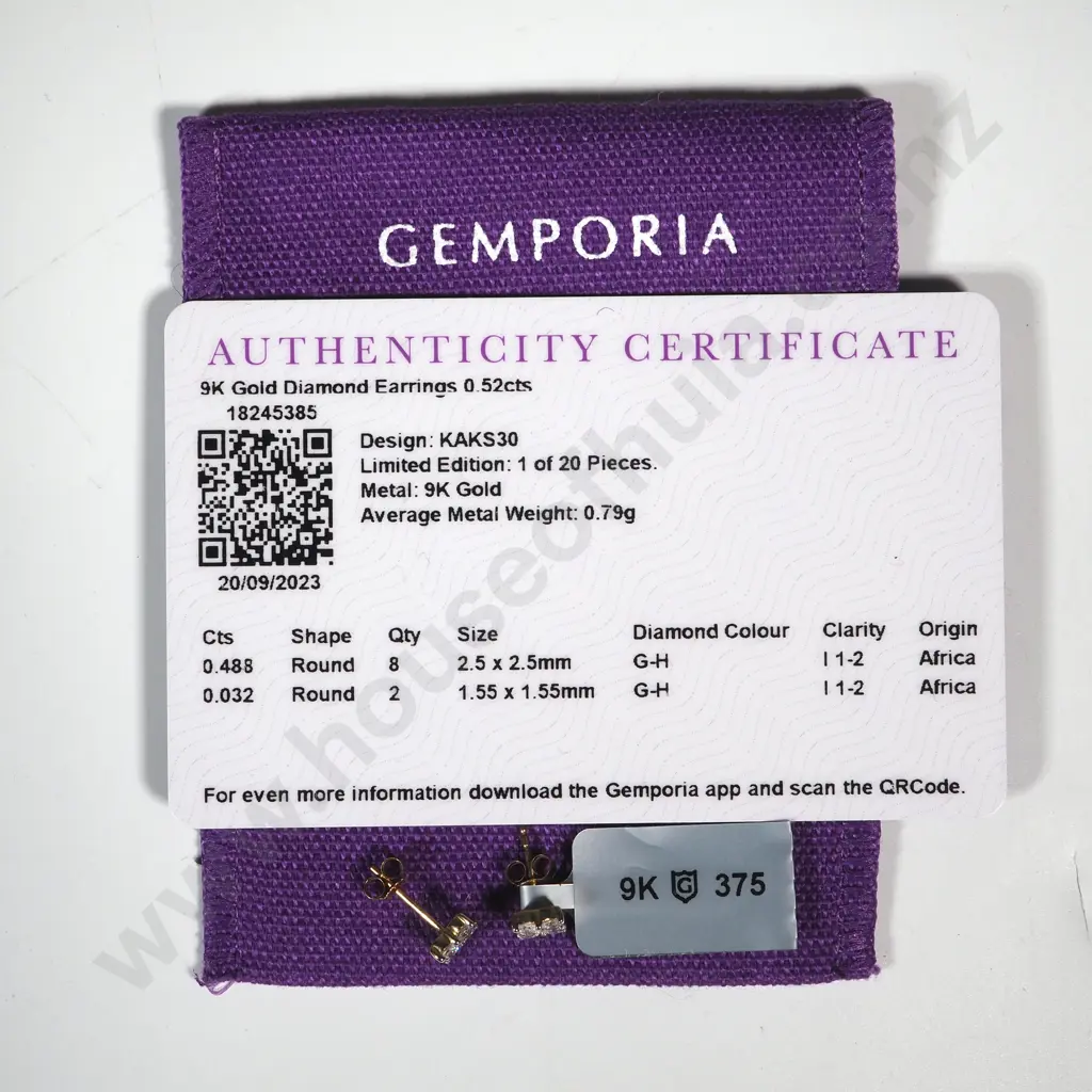 9ct Gold & Diamond Earrings  Image 1++