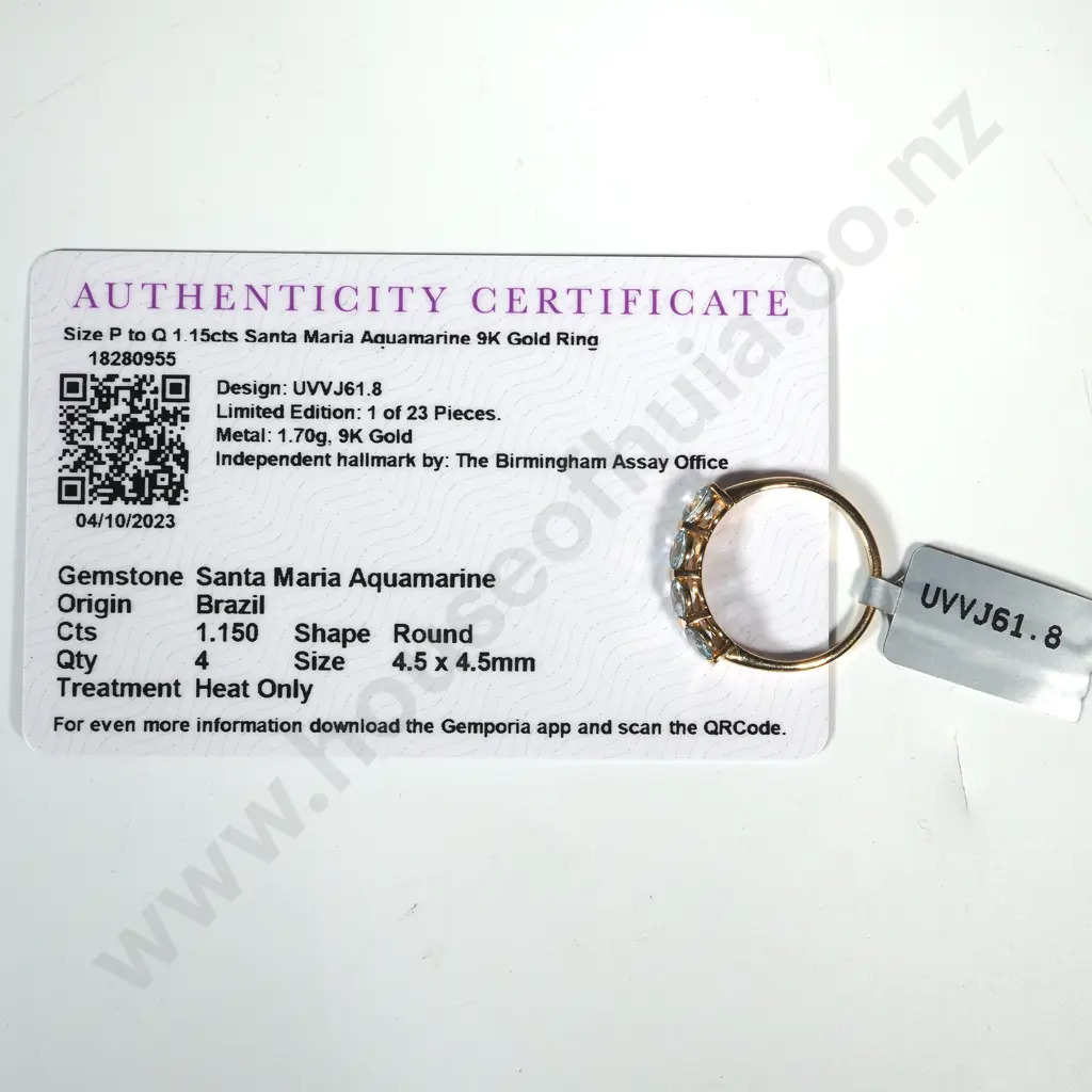 9ct Gold & Four Stone Aquamarine Ring  Image 1++