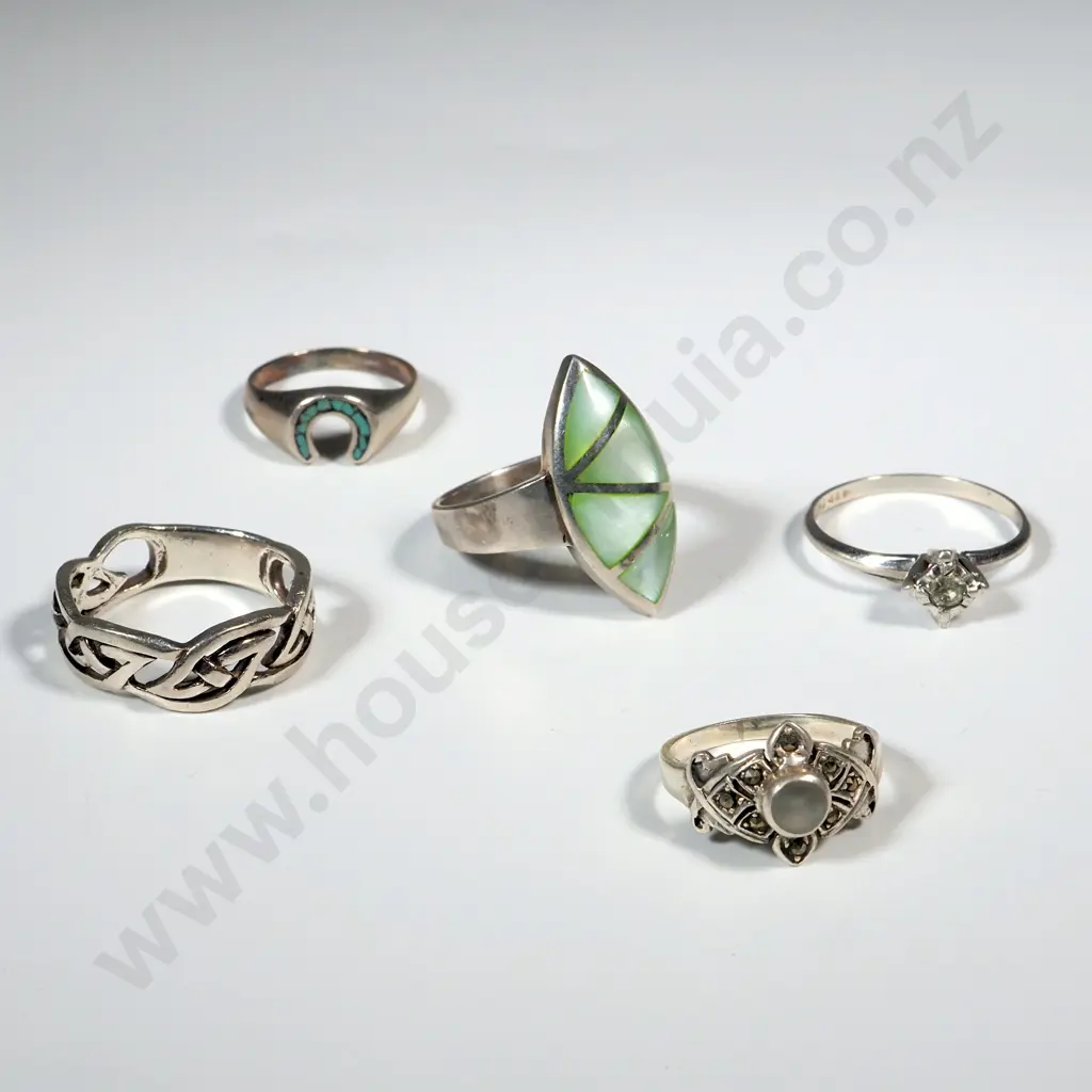 Five Sterling Silver Rings. Some w Stones Image 1++