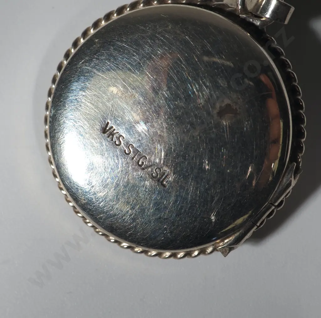 Sterling Silver Circular Engraved Locket On Chain Image 1++