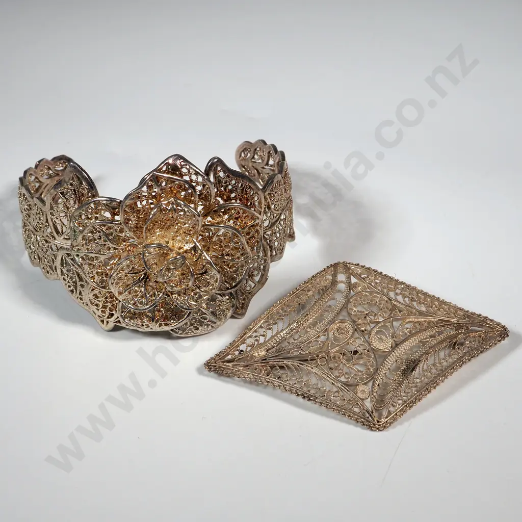 Sterling Silver Filigree Cuff Bracelet Image 1++