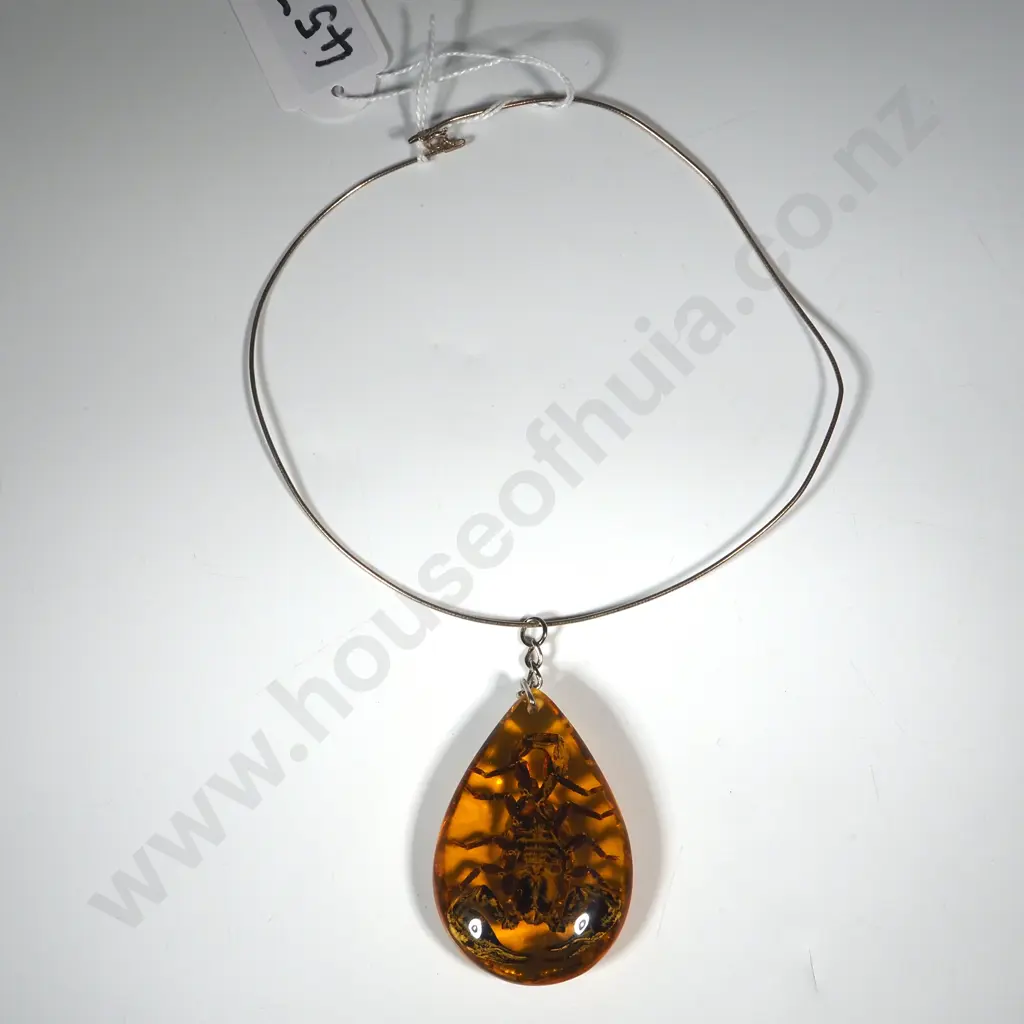 Scorpion Embalmed in Resin Pendant on Sterling Silver Chain Image 1++