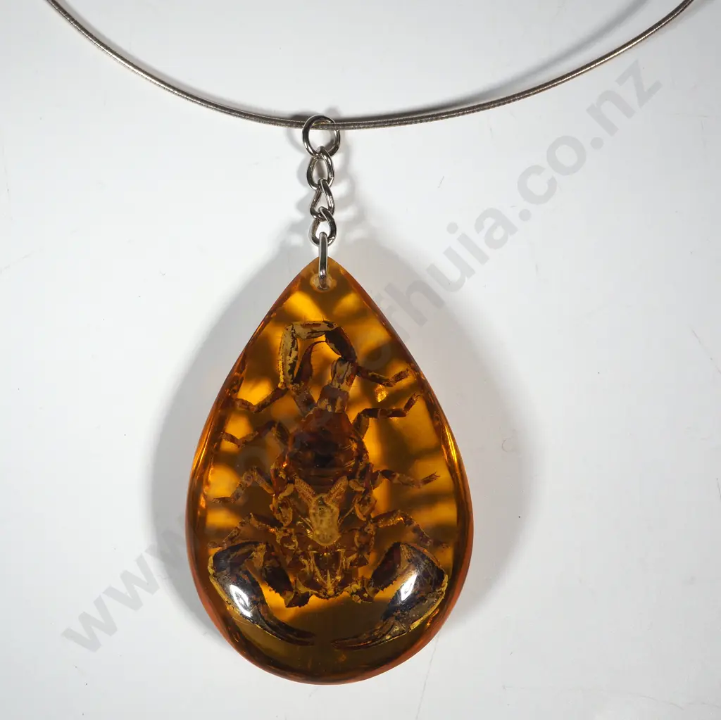 Scorpion Embalmed in Resin Pendant on Sterling Silver Chain Image 1++