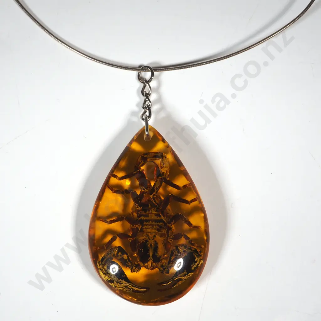 Scorpion Embalmed in Resin Pendant on Sterling Silver Chain Image 1++