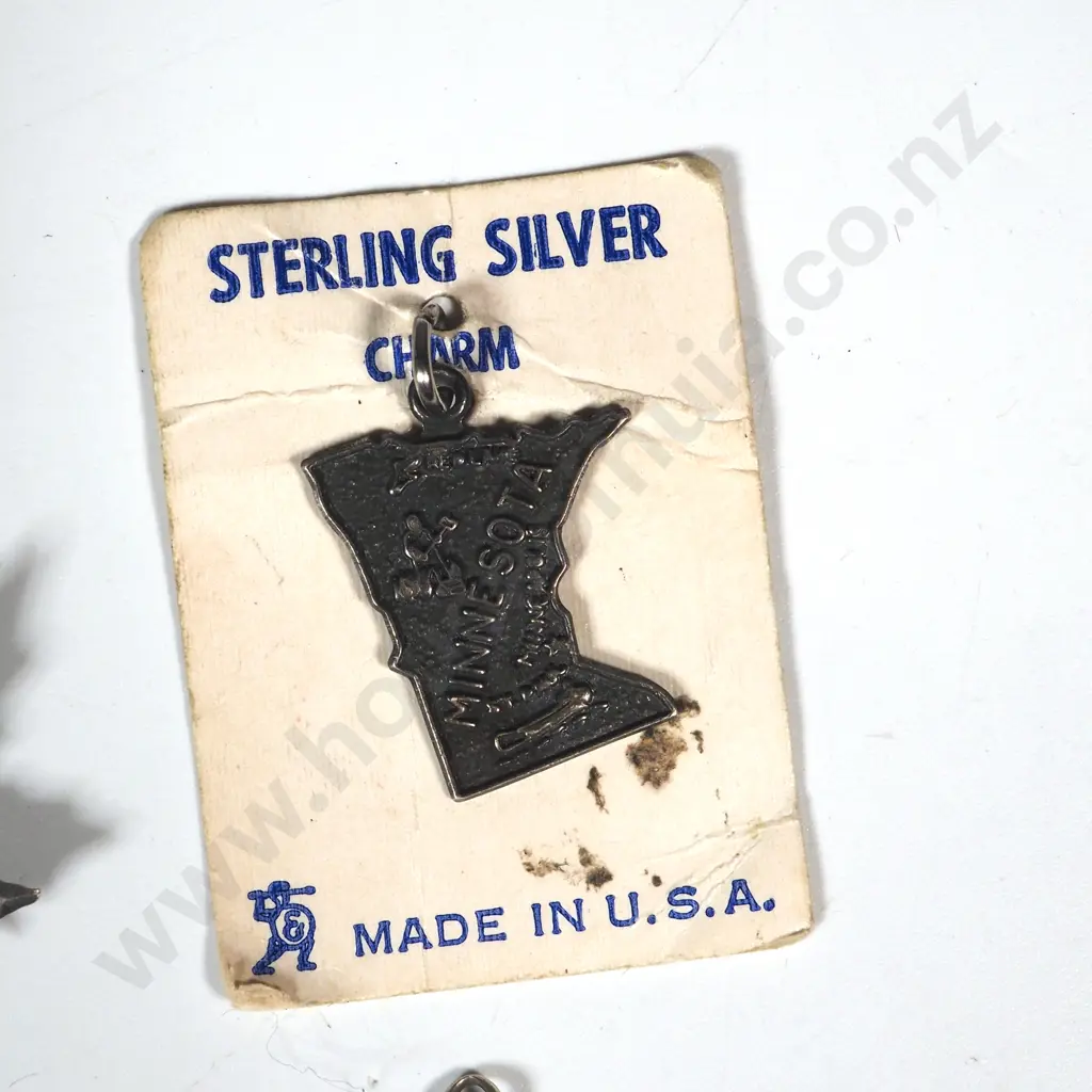 Sterling Silver Australian Coat of Arms, Minnesota Charm and Maple leaf, & Enamel Maple Leaf. Image 1++