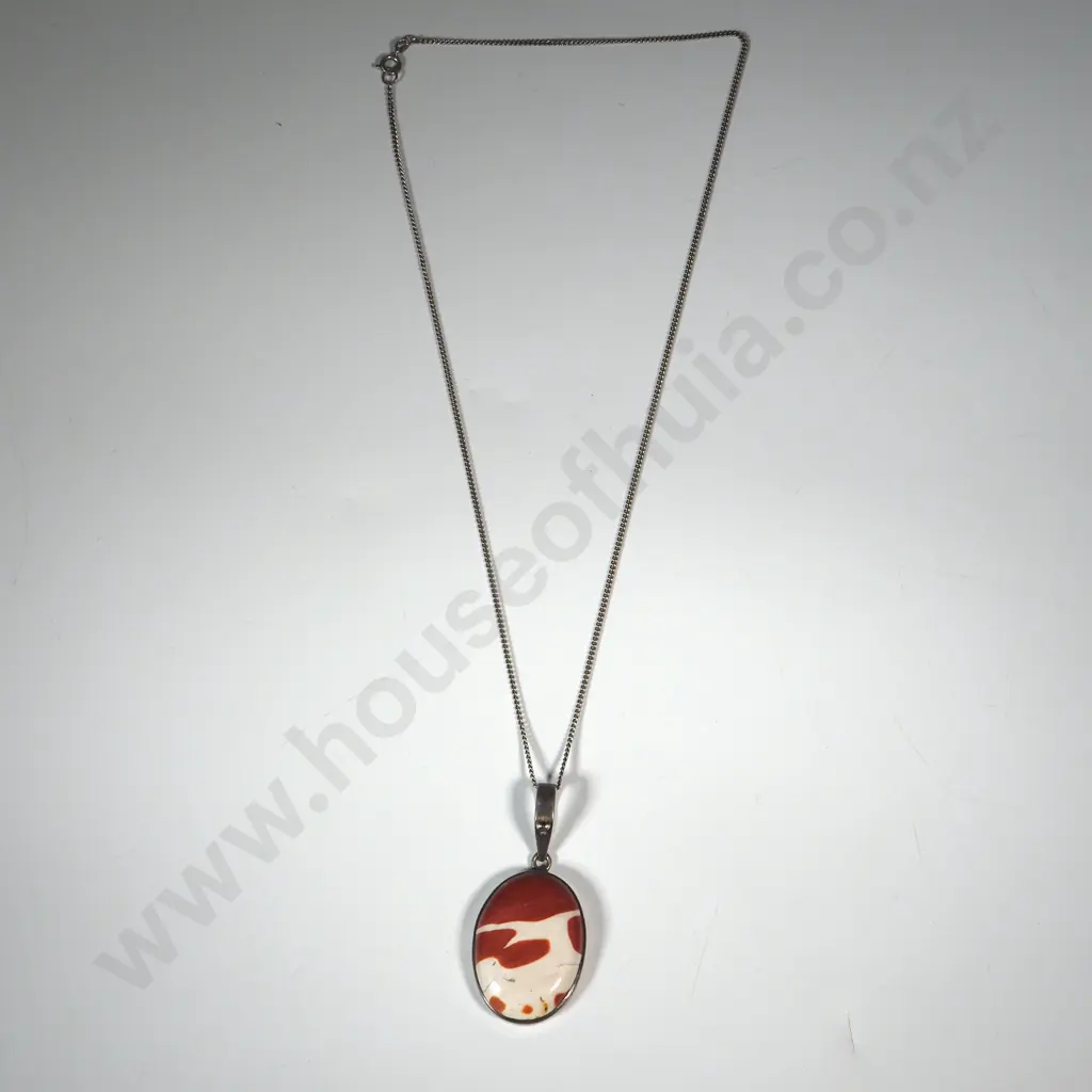 Sterling Silver Ochre and White Agate on Sterling Chain Image 1++