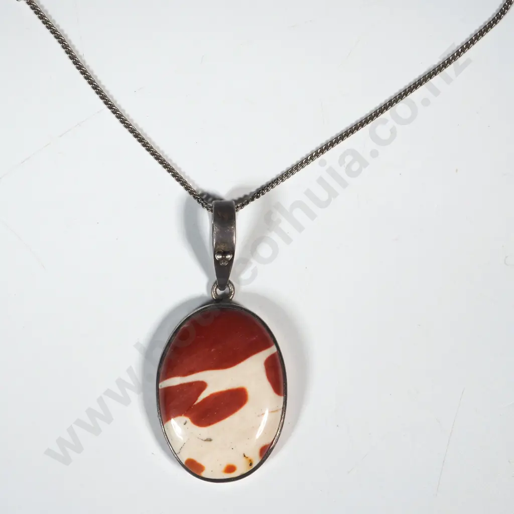 Sterling Silver Ochre and White Agate on Sterling Chain Image 1++