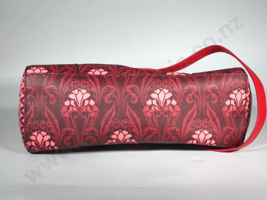 TORY BURCH Floral Carmine Robinson Triangle Tote Handbag in Red Burgundy Image 1++