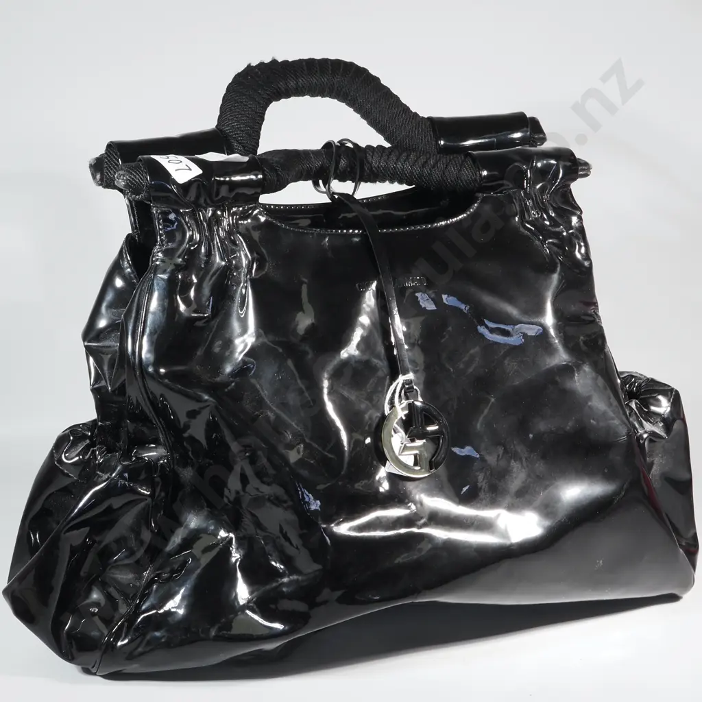 Giorgio Armani Patent Leather Rope Style Handle Handbag Image 1++
