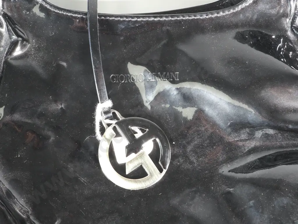 Giorgio Armani Patent Leather Rope Style Handle Handbag Image 1++
