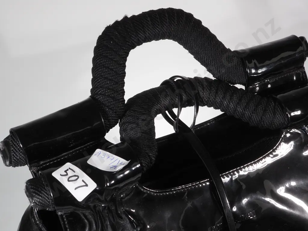 Giorgio Armani Patent Leather Rope Style Handle Handbag Image 1++