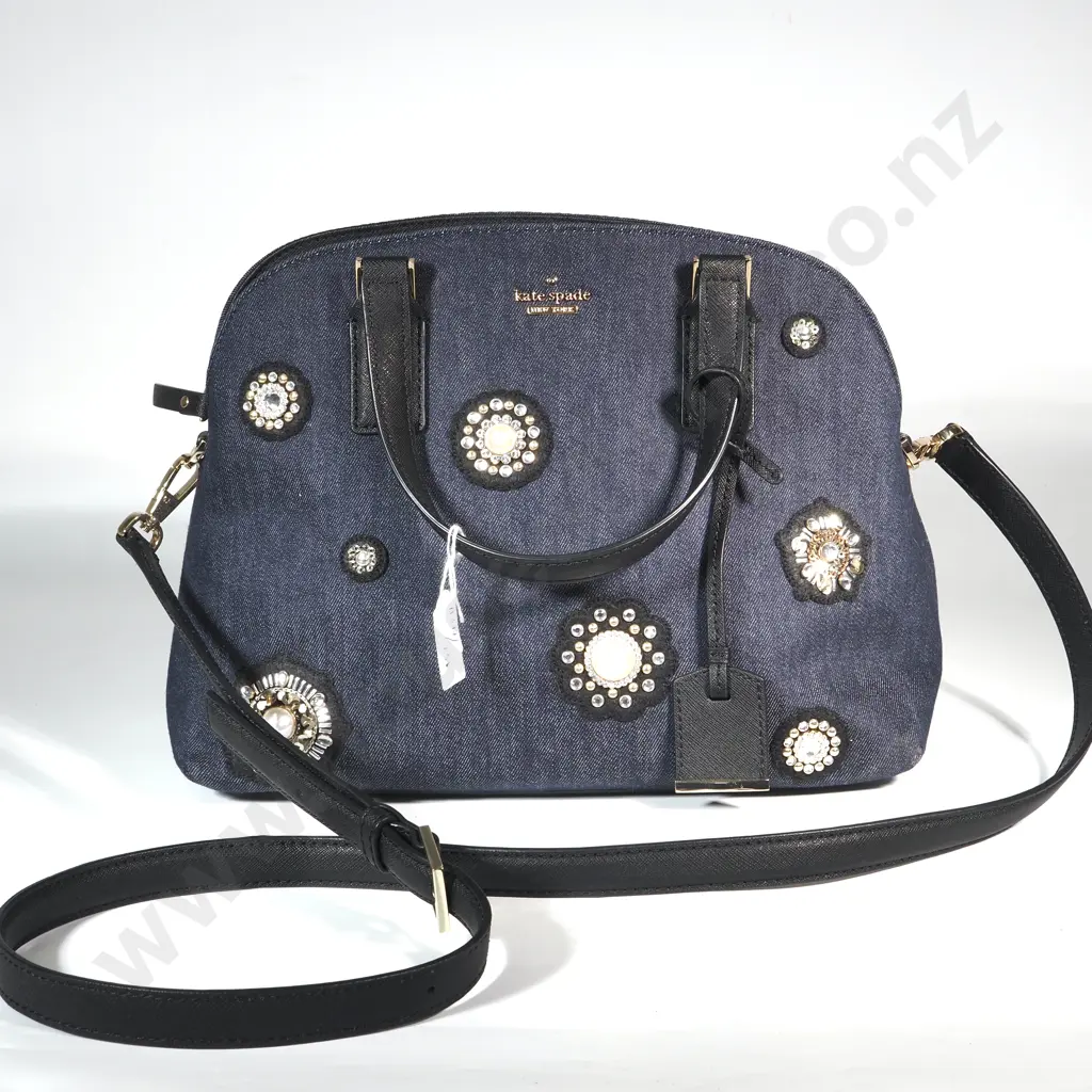 Kate Spade Jeweled Denim Handbag Image 1++