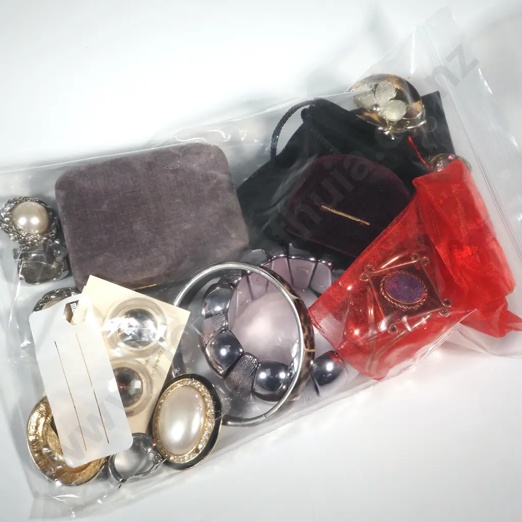 Collection Of Costume Earrings Including  Pair Of Wedgwood Earrings, Cultured Pearl Earrings & CZ Earrings & Two Bangles Image 1++