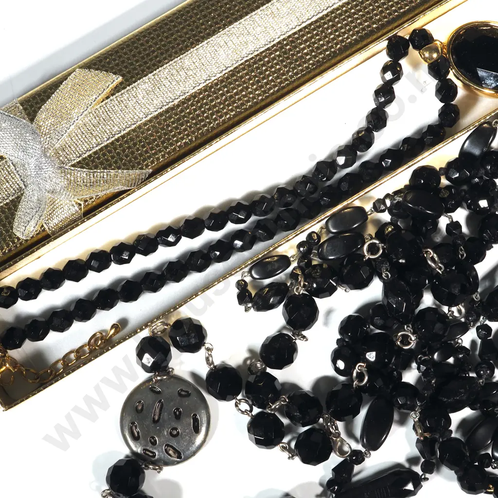Selection Of Black Bead Necklaces. One MIB Image 1++