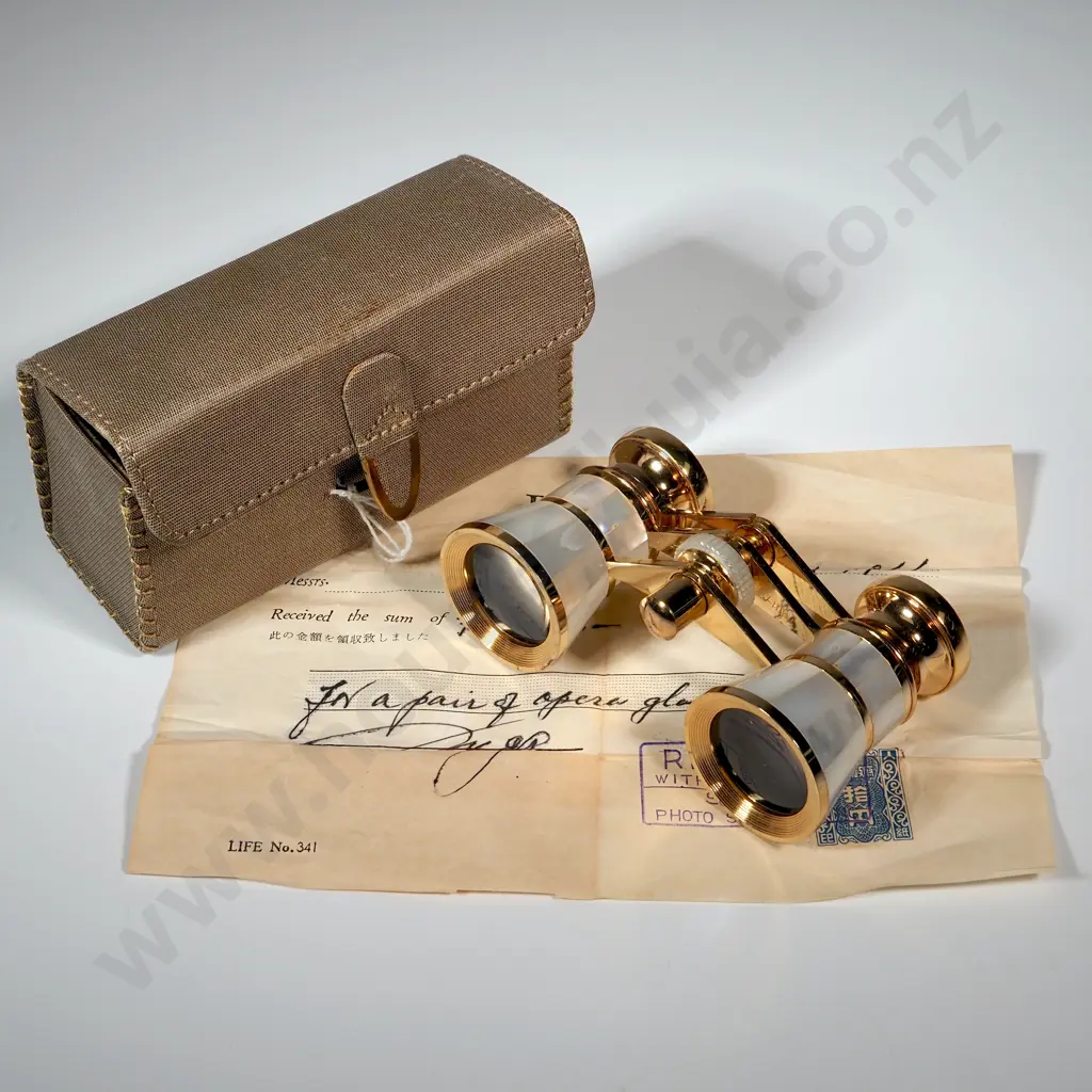 Pair Of Mignon Mother Of Pearl x 3 Opera Glasses In Case  Image 1++