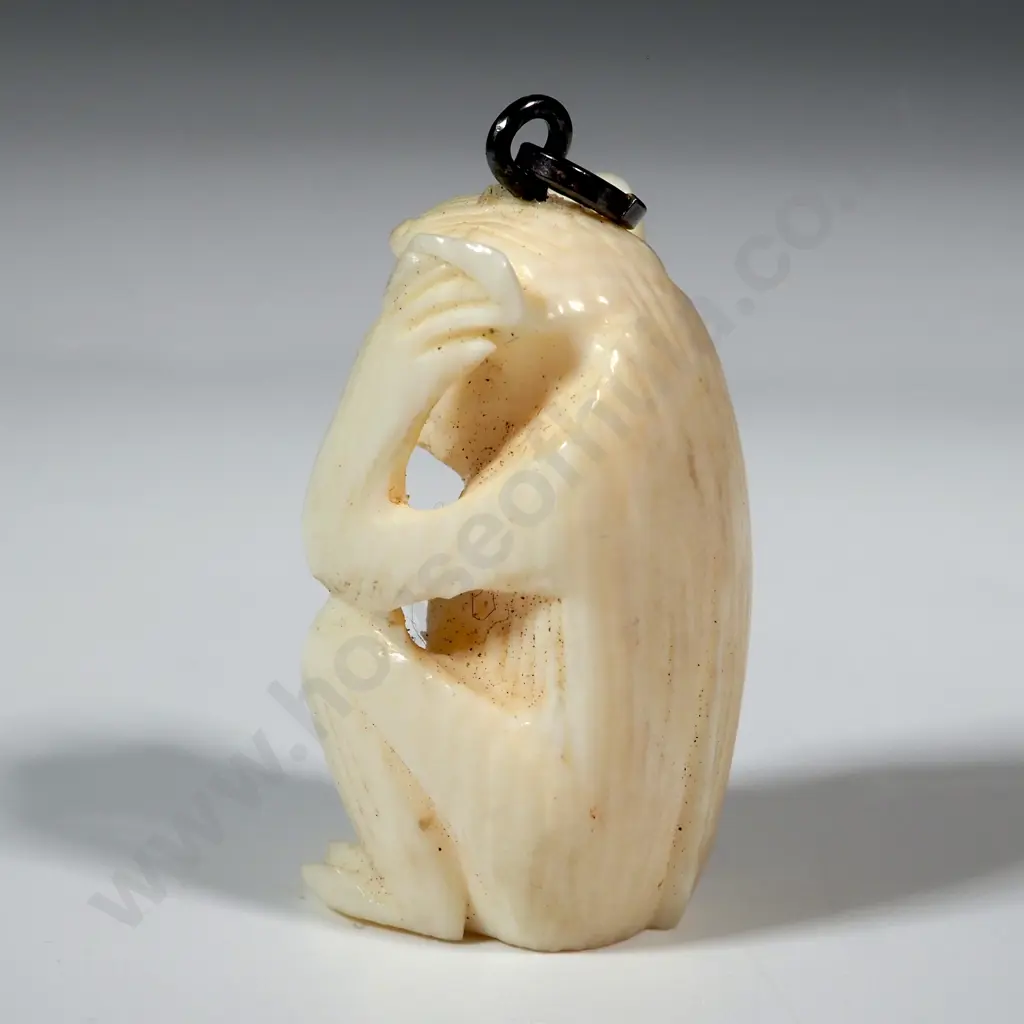 Bone Monkey Pendant "Hear No Evil" Image 1++