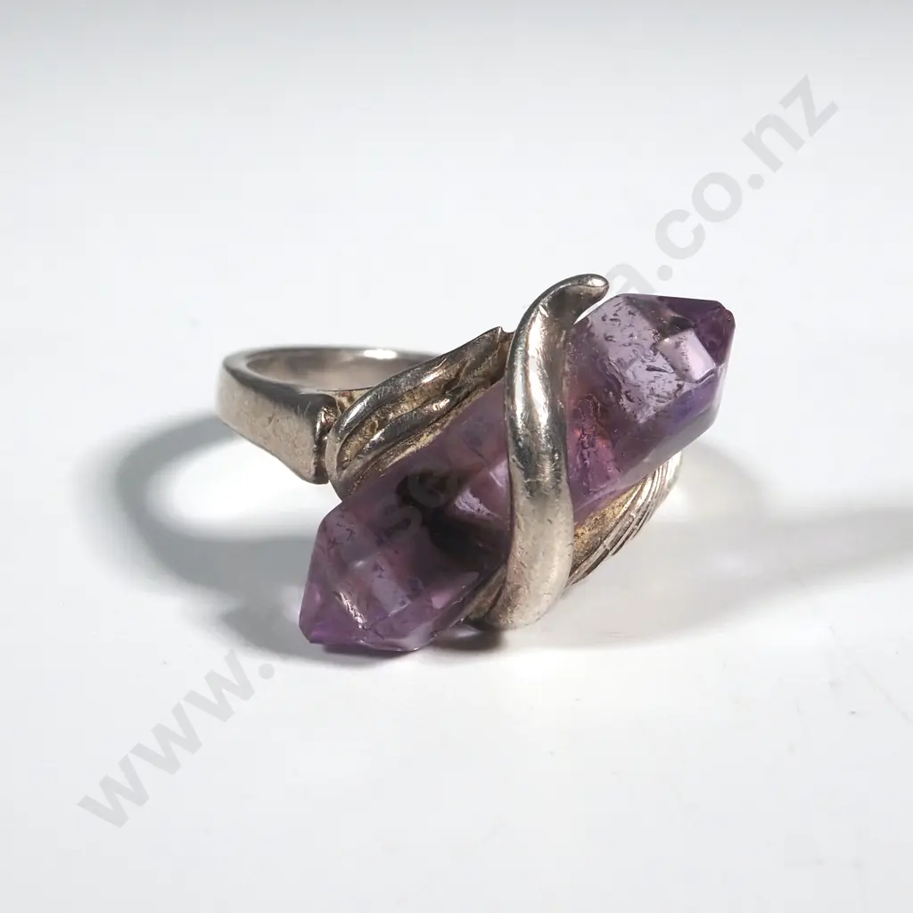 Sterling Silver & Amethyst Crystal Ring  Image 1++