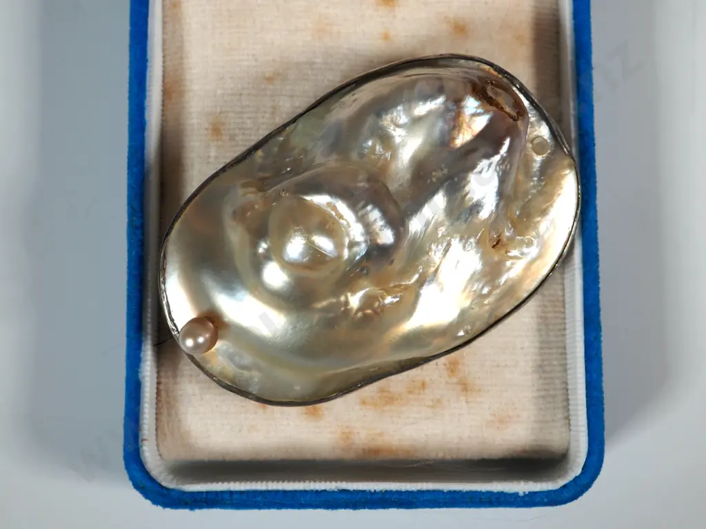 Large Baroque Pearl Brooch In Silver Plate Frame In a Vintage Kimono Genuine Cultured Pearl Brooch Image 1++