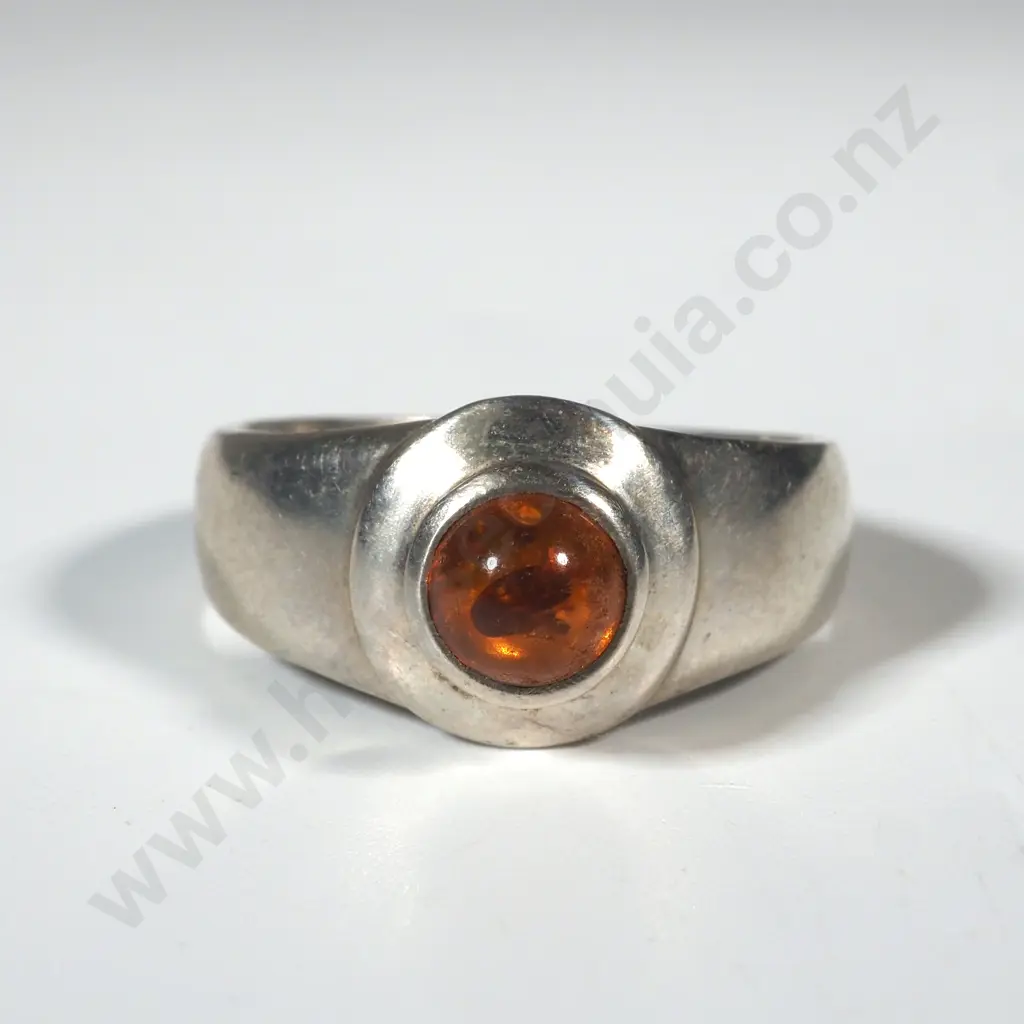 Sterling Silver & Amber Ring Image 1++