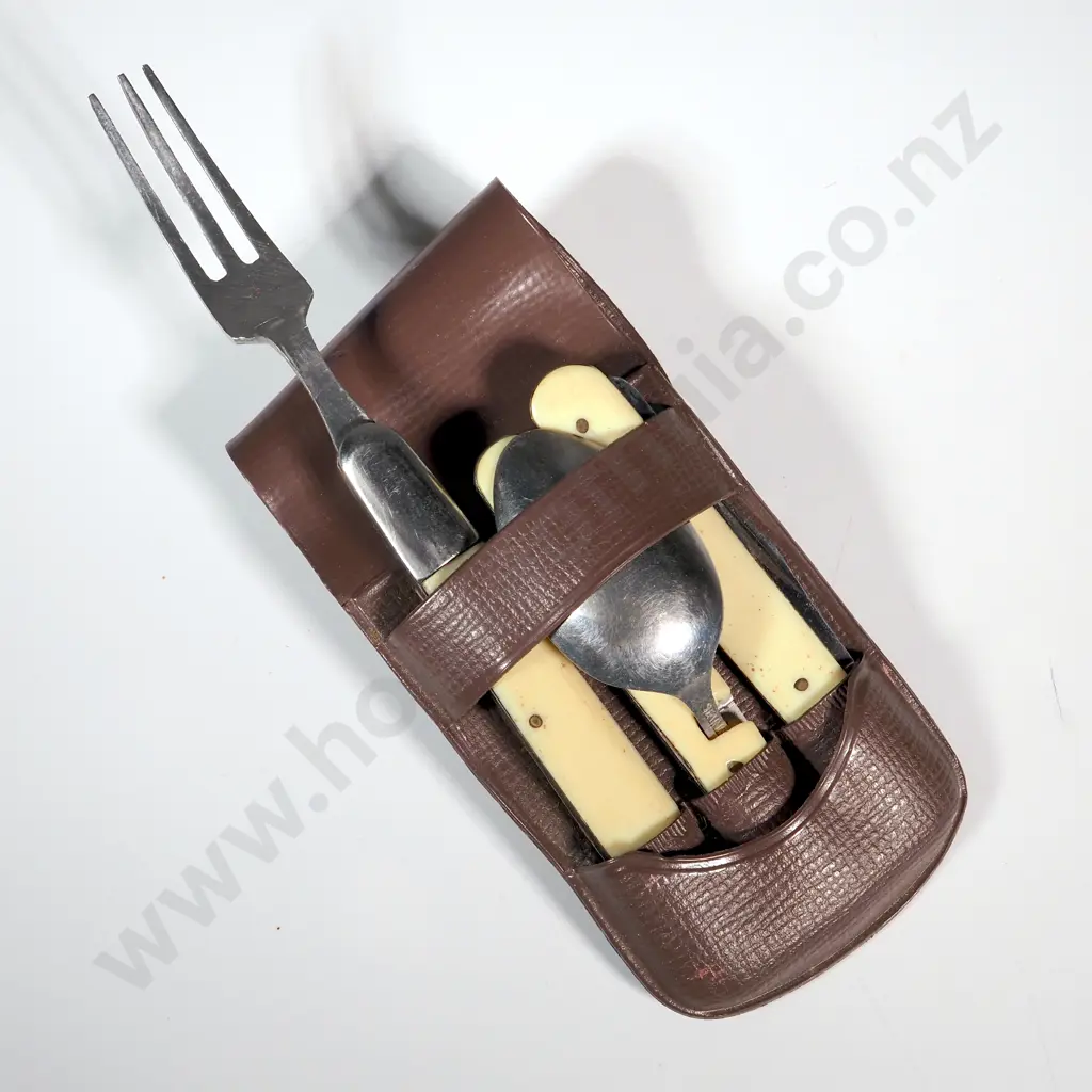 Folding Travel Cutlery Set W Bone Style Handles. Image 1++