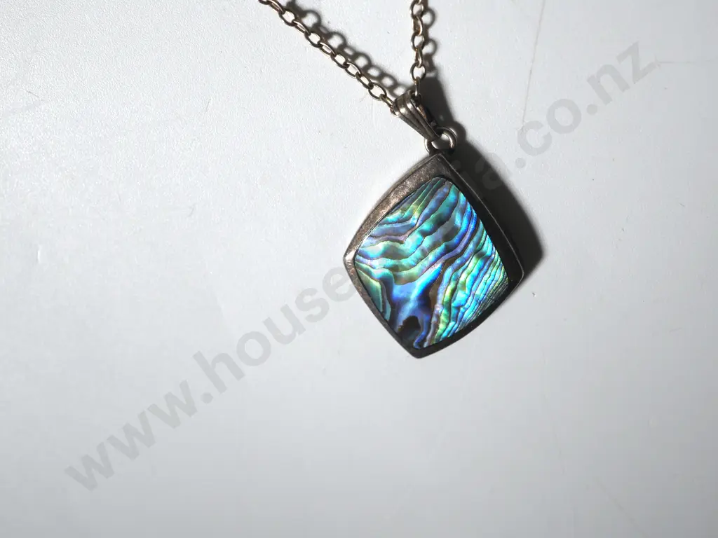 Sterling SIlver Paua Shell Pendant Necklace Image 1++