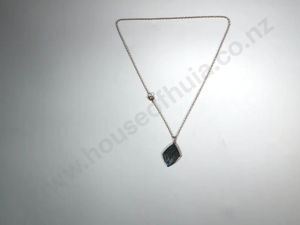 Sterling SIlver Paua Shell Pendant Necklace Image 1++