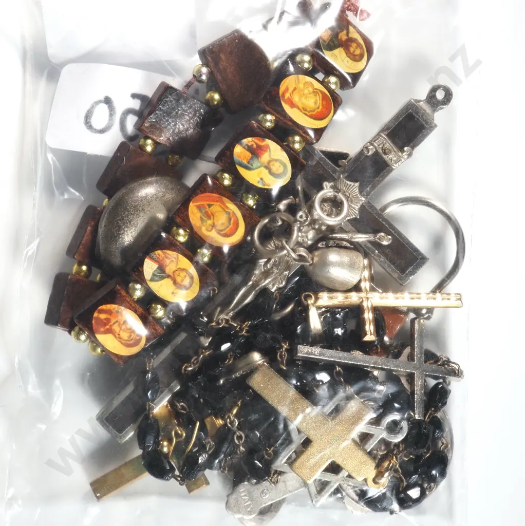 Collection Of Religious Jewellery Including Crucifix, Star Of David Pendants,  Mary Magdalene Bangle & Charm Bracelet Image 1++