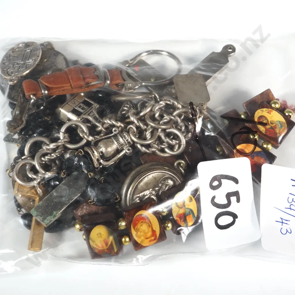 Collection Of Religious Jewellery Including Crucifix, Star Of David Pendants,  Mary Magdalene Bangle & Charm Bracelet Image 1++