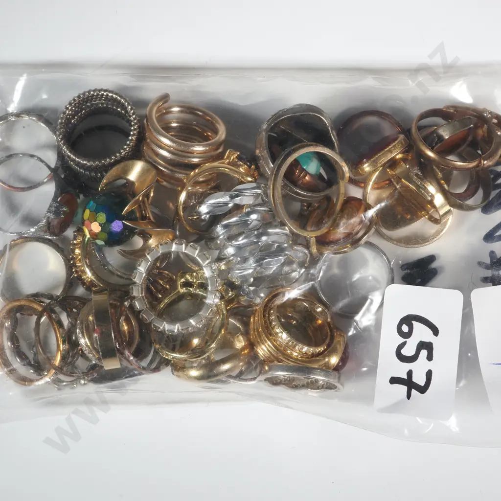 Quantity Of Costume Jewellery Rings with Coloured Stones Image 1++
