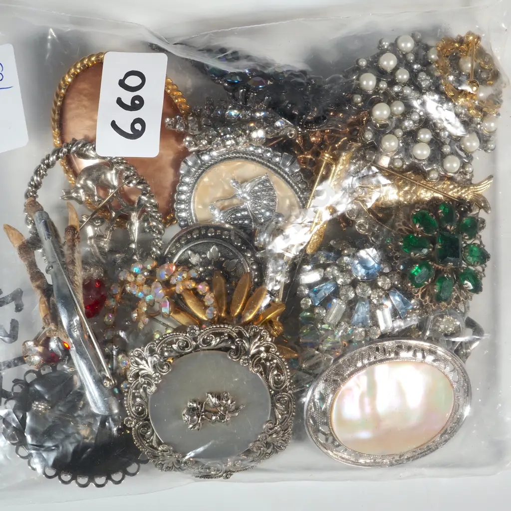 Large Quantity Of Costume Brooches Including Grouse Claw, Articulated Fish Image 1++