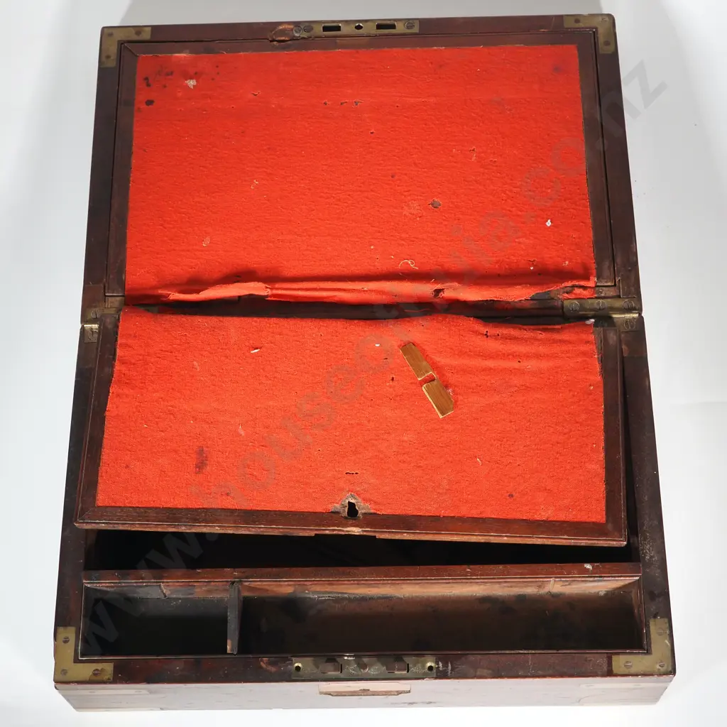Victorian Mahogany Brass Bound Writing Box.  Image 1++