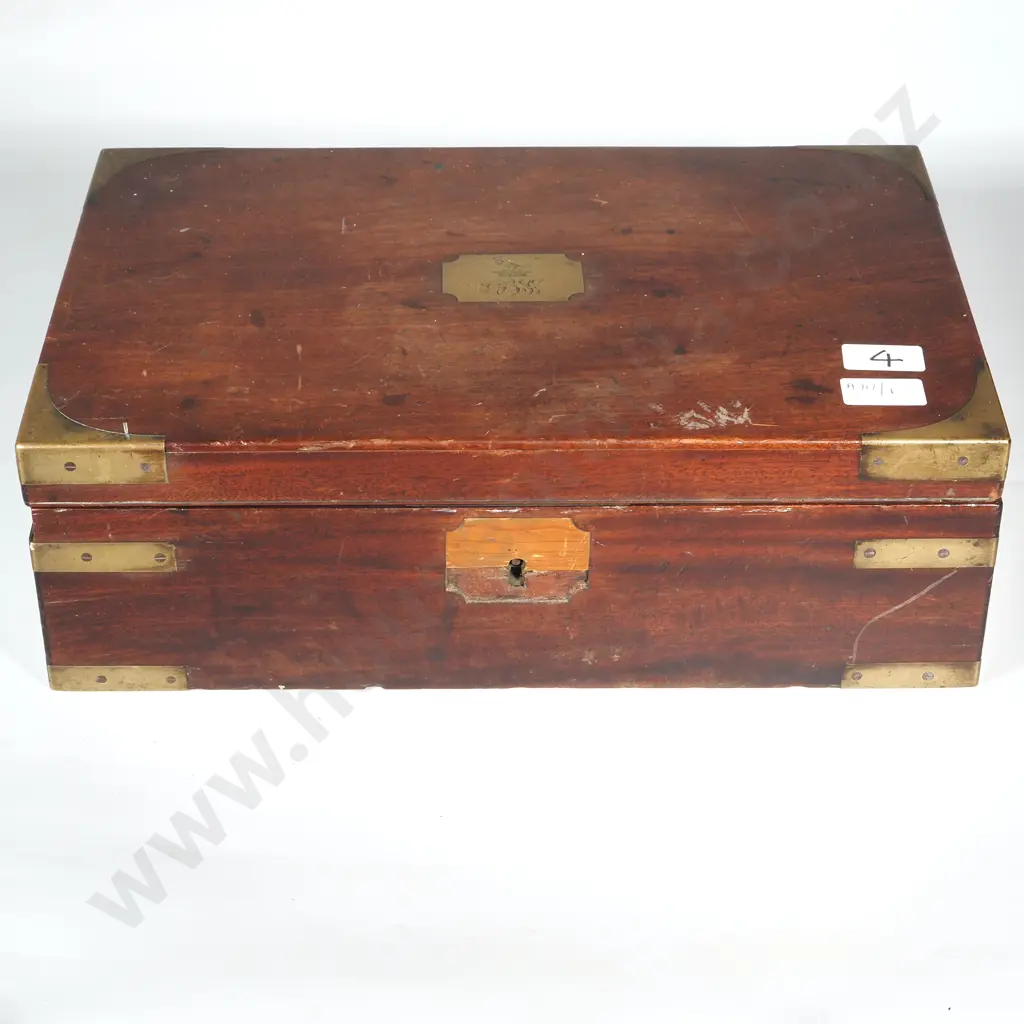 Victorian Mahogany Brass Bound Writing Box.  Image 1++
