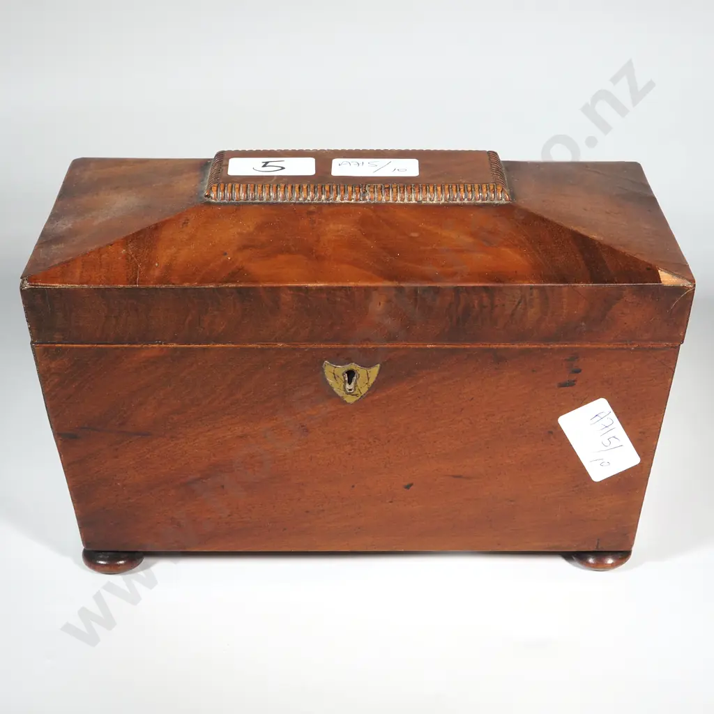 Antique Two Division Tea Caddy on Ball Feet w Two Lids Still Remaining. No Key. Image 1++