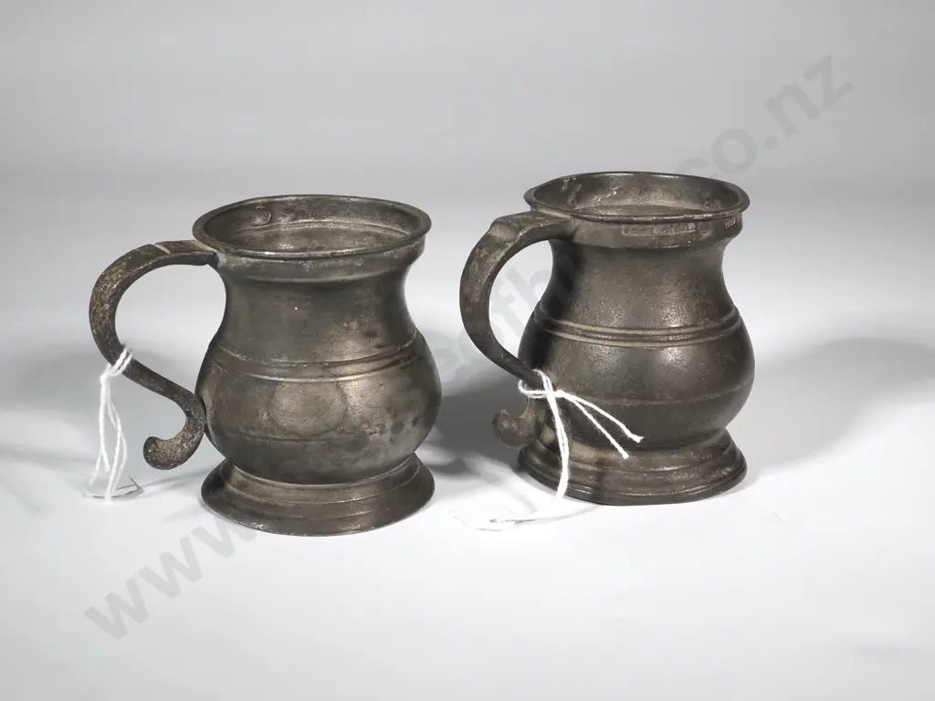 Two Antique Pewter  Drinking Vessels Stamps Difficult to Decipher. Image 1++