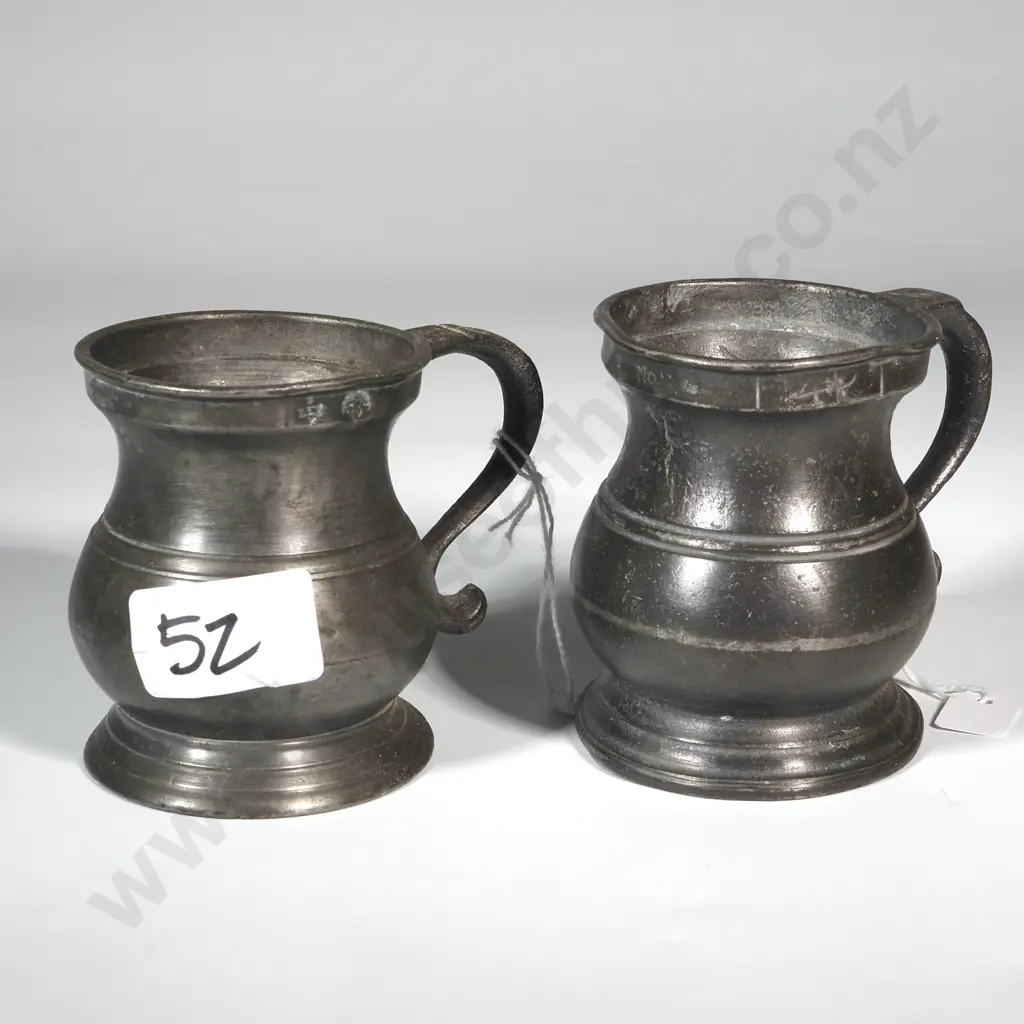 Two Antique Pewter  Drinking Vessels Stamps Difficult to Decipher. Image 1++