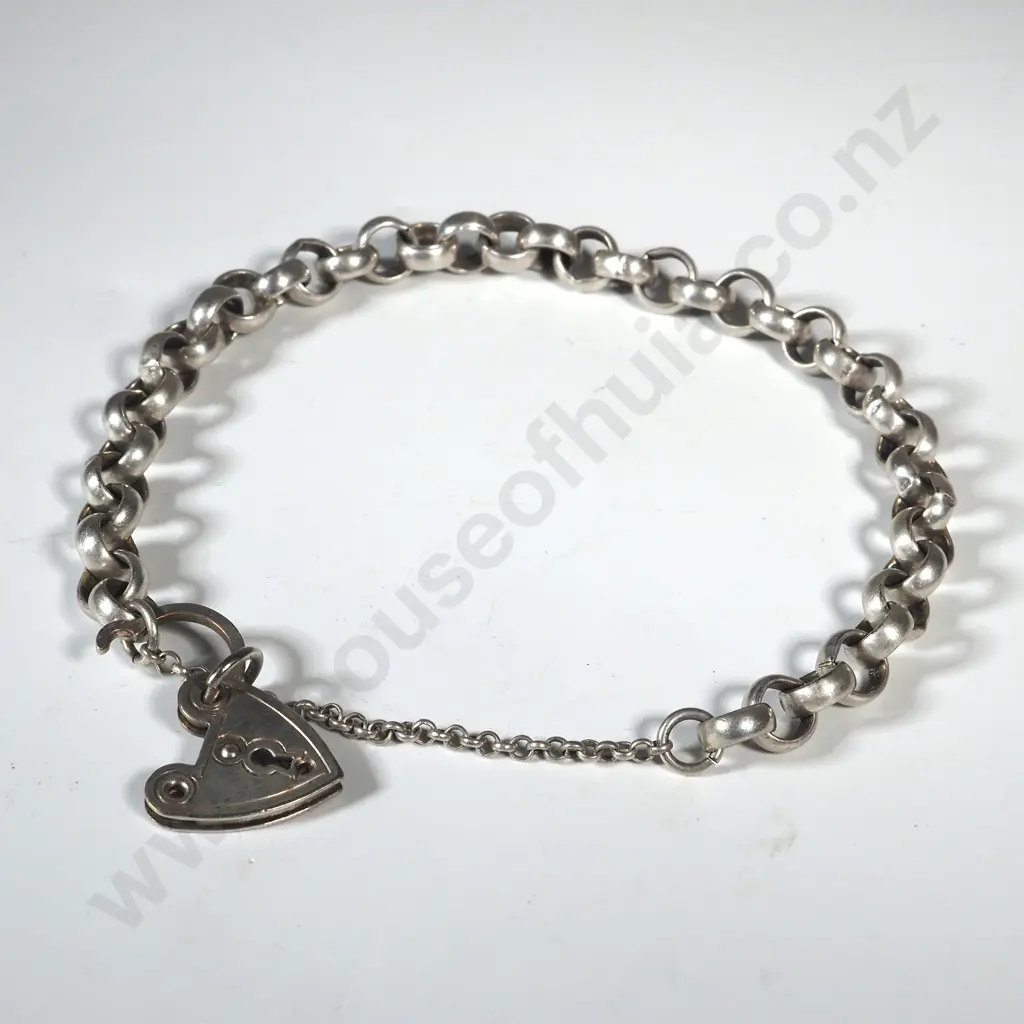 Sterling Silver Belcher Link Bracelet With Padlock Clasp Image 1++