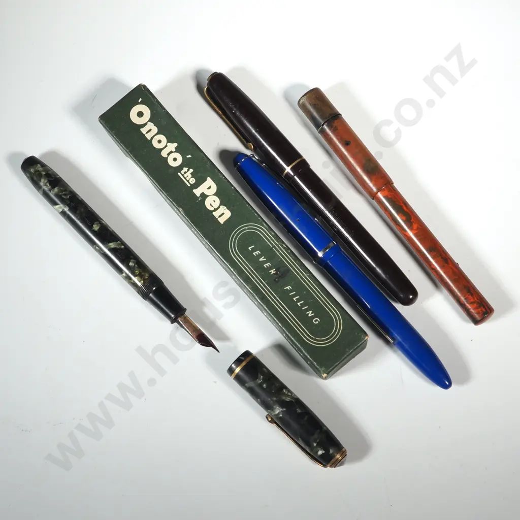Vintage Boxed Onoto Lever Filled Pen, & Conway Stewart Pen & Two Others Image 1++