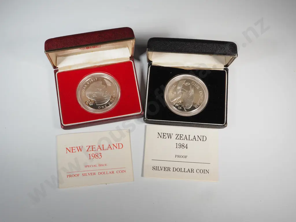 Two Sterling Silver New Zealand One Dollar Coins Image 1++