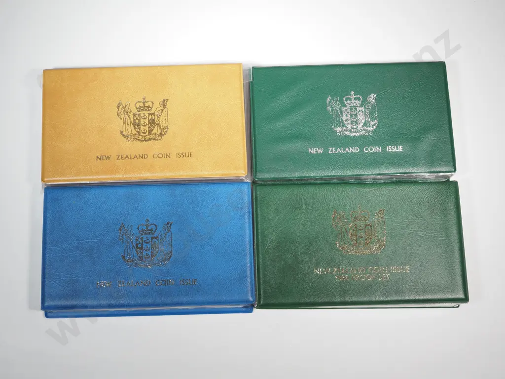 Four New Zealand Proof Sets w Sterling Silver One Dollar Coins  Image 1++