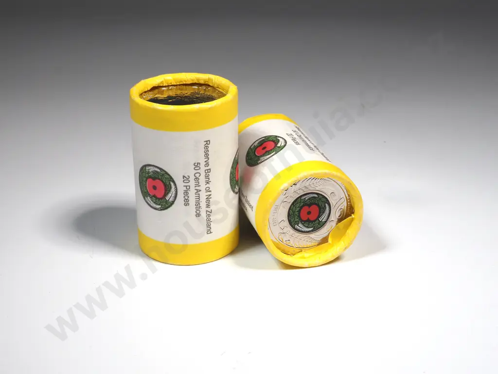 Two Rolls of New Zealand 2018 Armistice 50 Cent Coins Image 1++