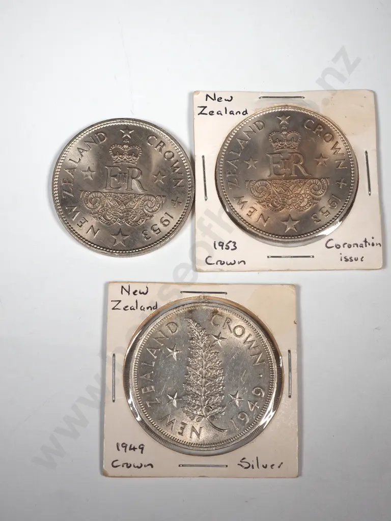 One 1949 New Zealand Crown & Two 1953 New Zealand Crowns  Image 1++