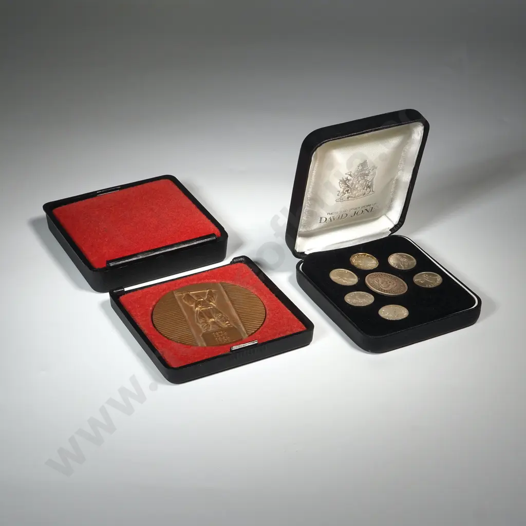 Royal Australia Mint Sterling Silver Pudding Tokens for David Jones - Missing Two & Cased 1986 German Medal  Image 1++