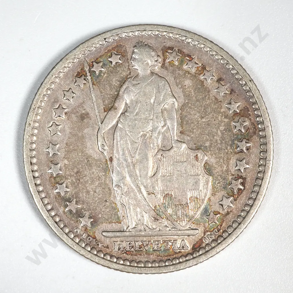 1905 Switzerland 2 Franc - .835 Silver -Slightly Toned  Image 1++