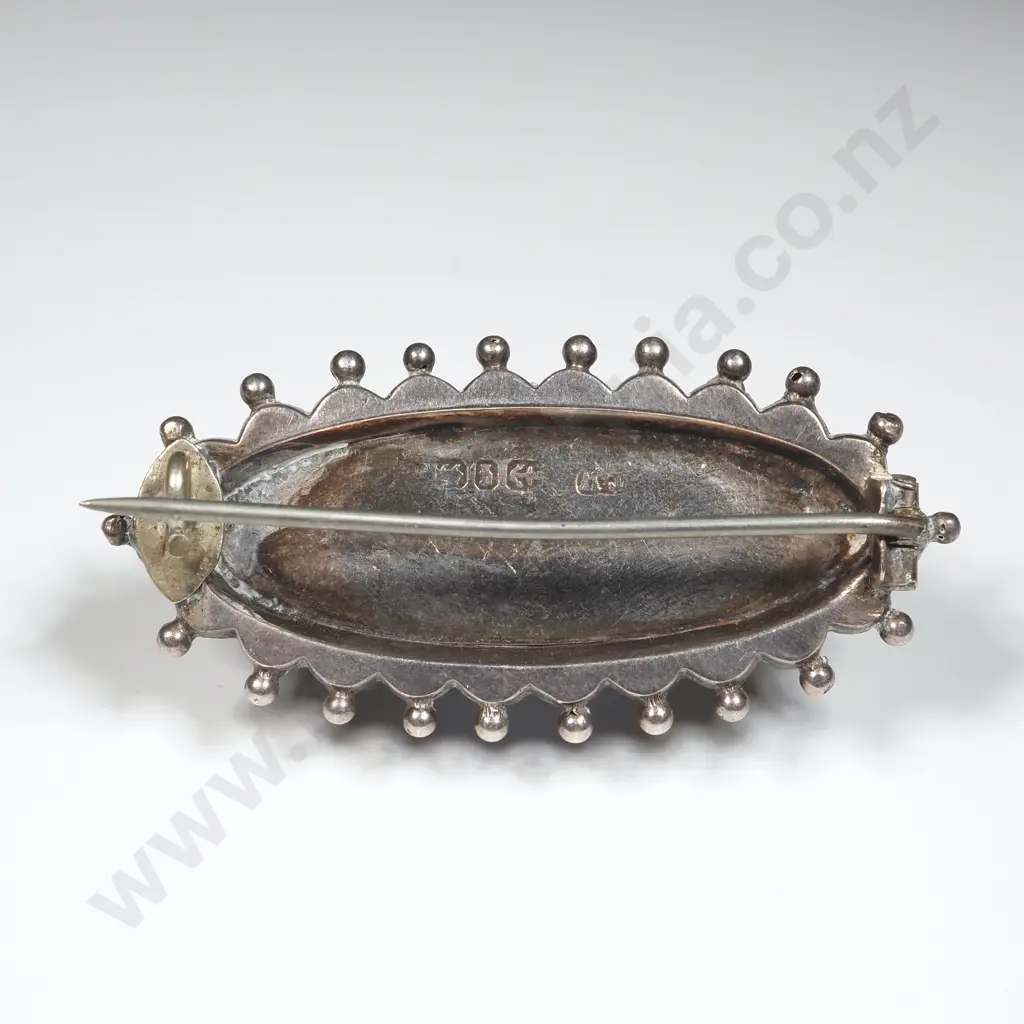 Sterling Silver Filligree Brooch w Gold Accents - English Hallmarks Image 1++