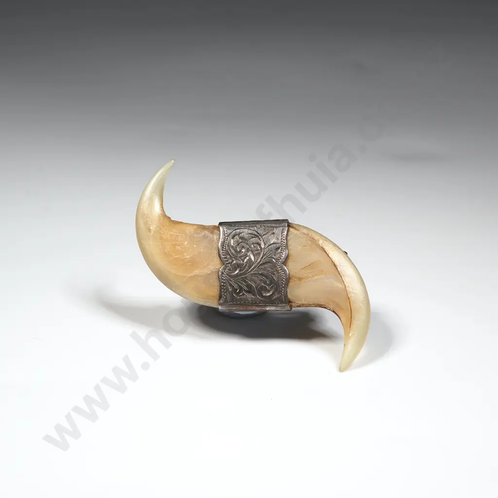 Antique Double Tiger Claw Brooch in Sterling Silver Image 1++