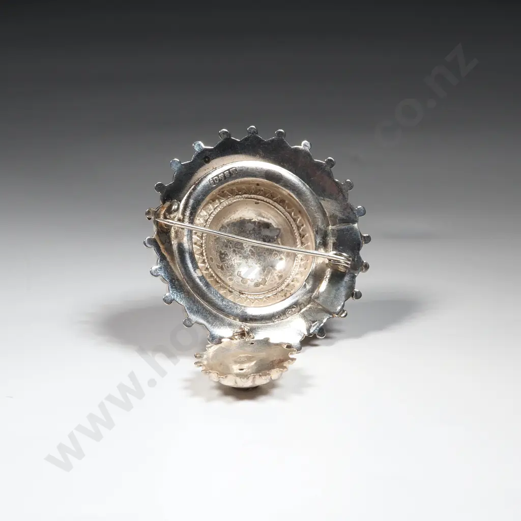 Sterling Siver Brooch w Suspended Pendant - English Hallmarks Image 1++