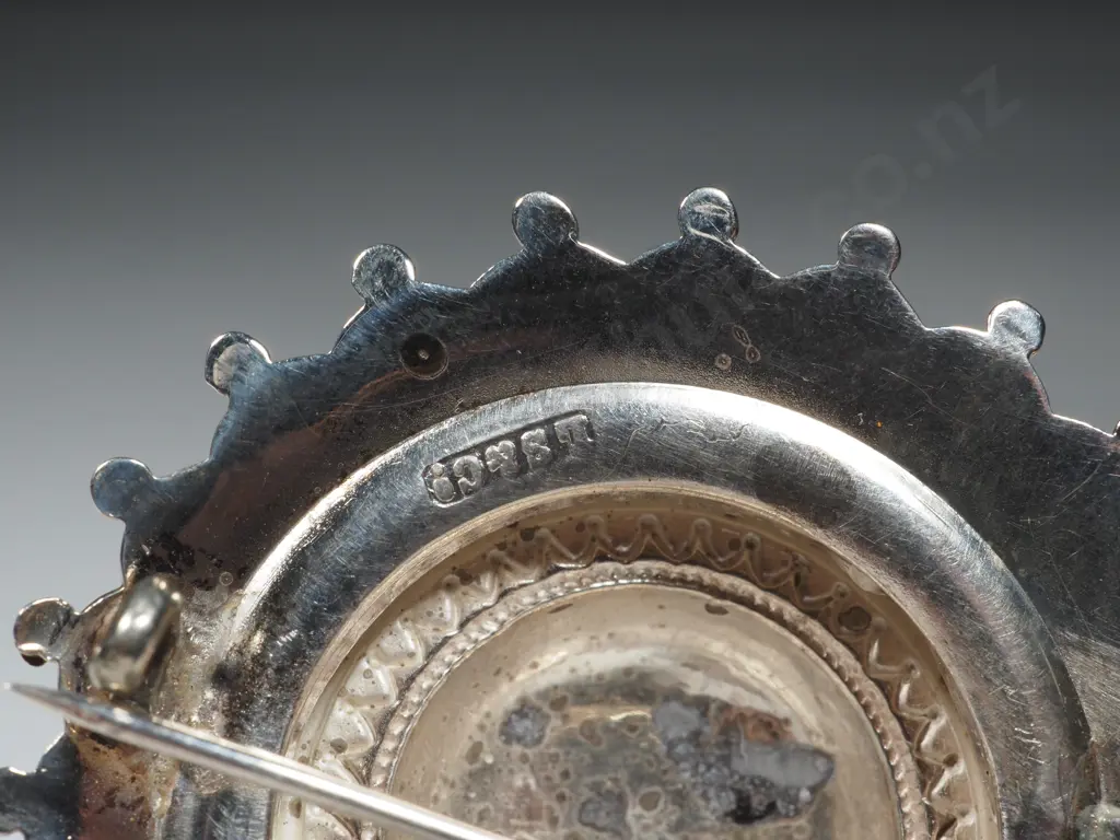 Sterling Siver Brooch w Suspended Pendant - English Hallmarks Image 1++